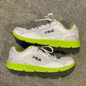 Fila Women’s White and Neon Green Sneakers